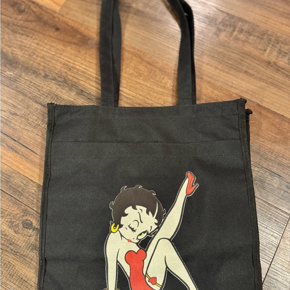 Betty Boop Black & Red Kisses , Leg Stretch, wink 12x13x6 Tote Bag